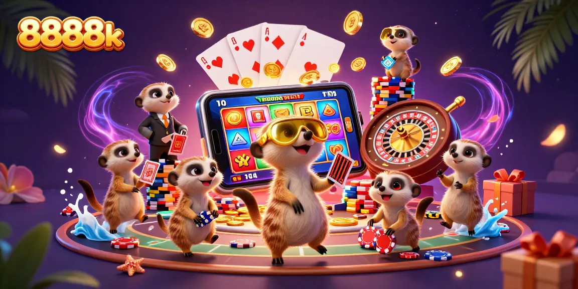Experience the excitement of 8888k casino through playful meerkats engaging in a lively operation.