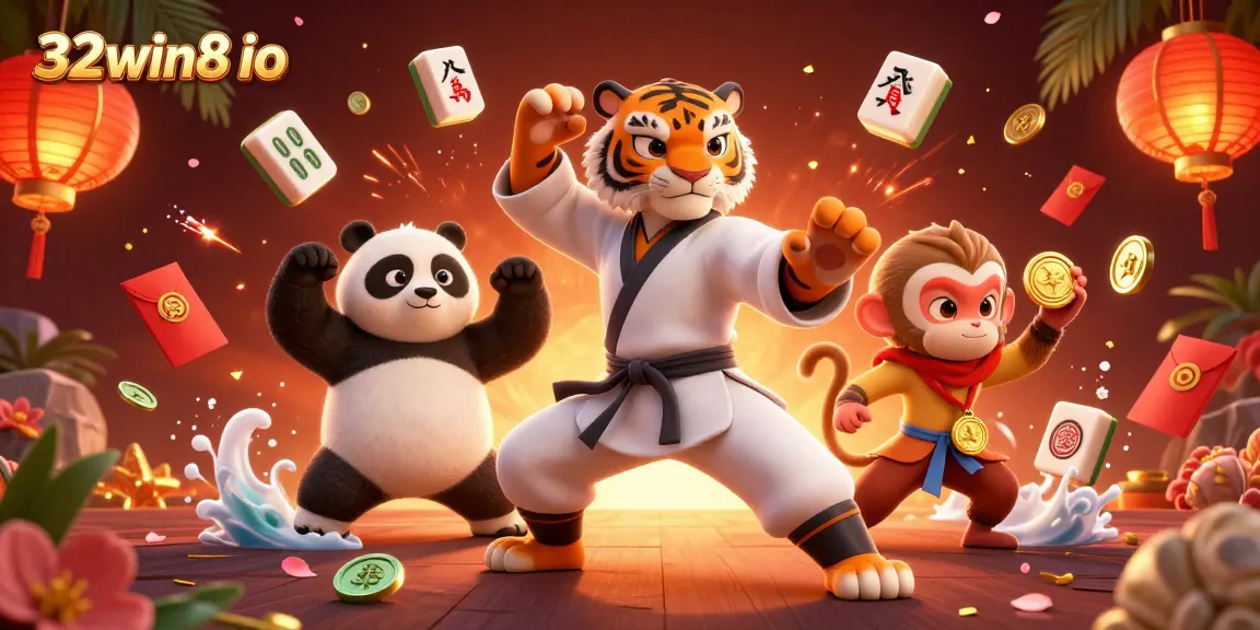 Engage in spirited gaming at 32win8 io with vibrant characters and casino elements.