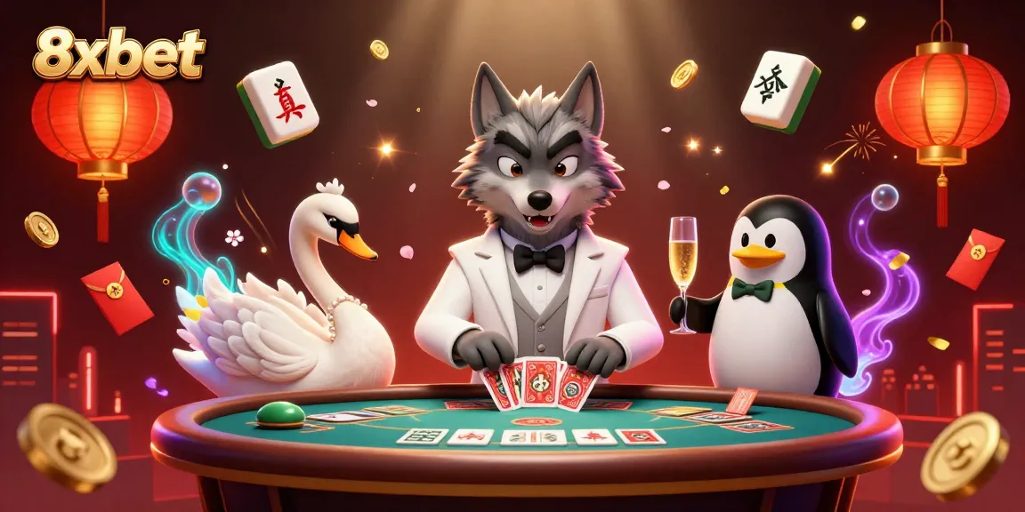 Play at the baccarat table with 8xbet’s engaging characters, showcasing elegance and luck.
