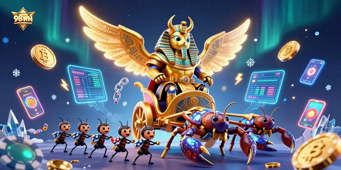 Experience thrilling gameplay at 98WIN with vibrant 3D illustration featuring captivating casino elements.