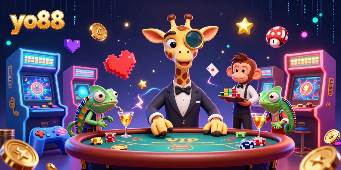 Experience thrilling gaming action at yo88 with our vibrant casino-themed illustration.