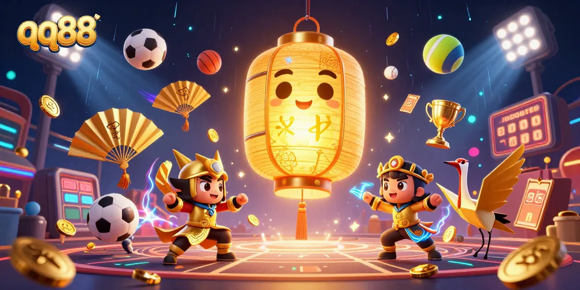 Experience the thrill of qq88 as the golden lantern spirit guides you in a vibrant casino scene!