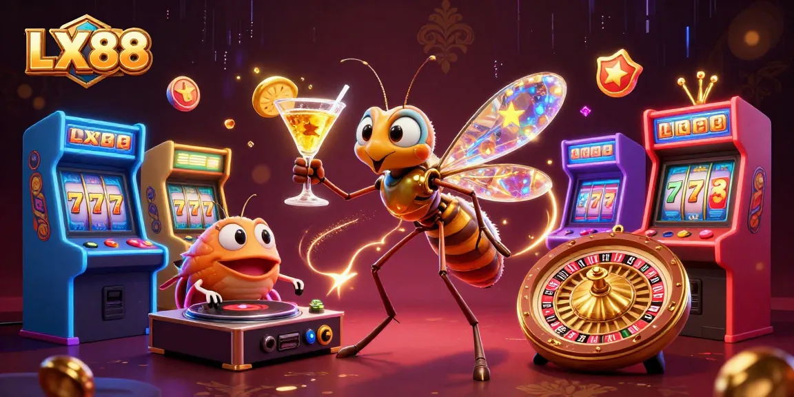 Experience excitement with LX88's vibrant casino scene featuring unique characters and dynamic game elements.