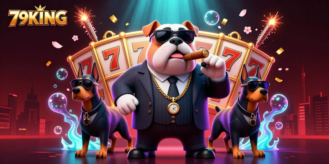 The mafia boss bulldog leads the thrilling world of 79KING slots, showcasing charm and excitement.