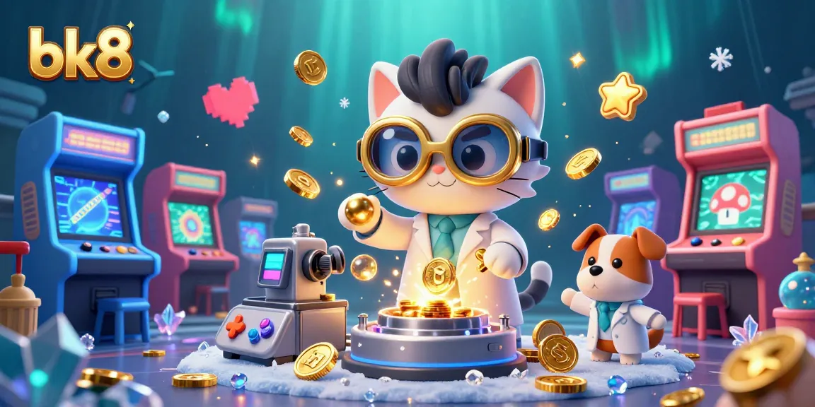 Engage with bk8's thrilling gaming experience in this vibrant 3D casino illustration.