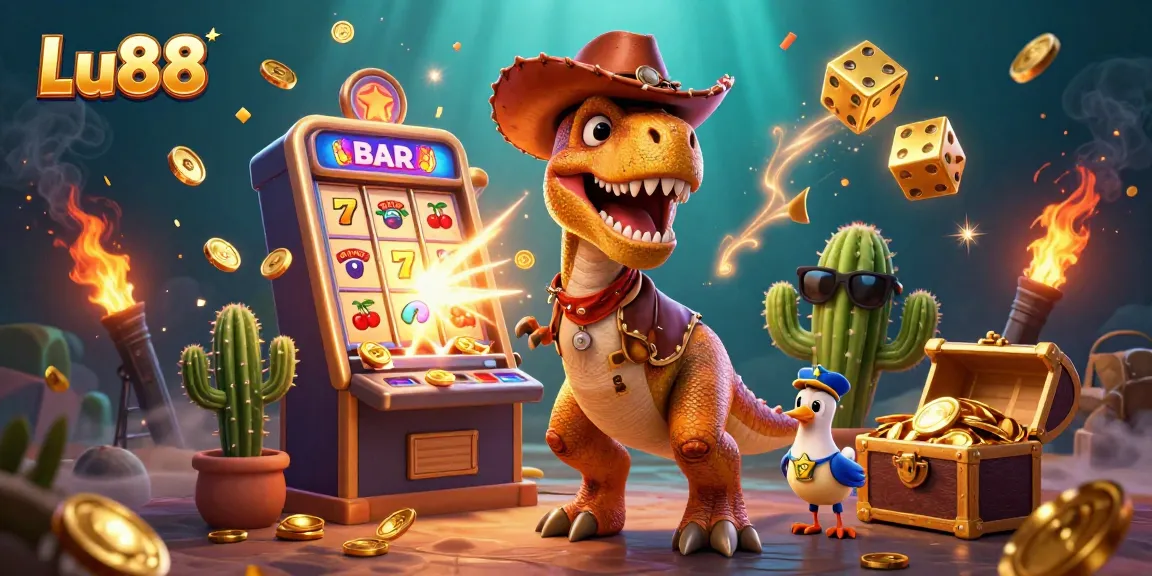 Spin the Lu88 slots with the exciting cowboy dinosaur and charming casino characters!