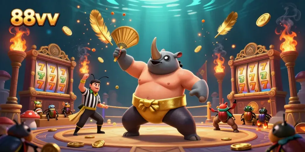 Experience thrilling wins in 88vv slots with our vibrant, dynamic 3D casino illustration.