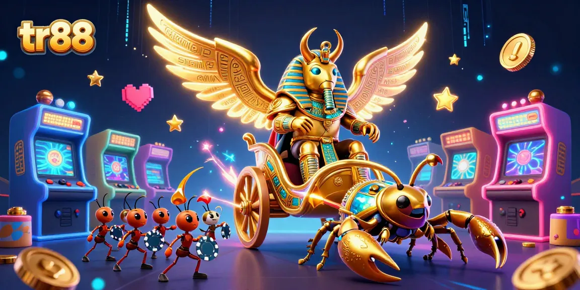 Join the adventure with tr88 as a gold beetle and scorpions embark on a vibrant casino game journey!