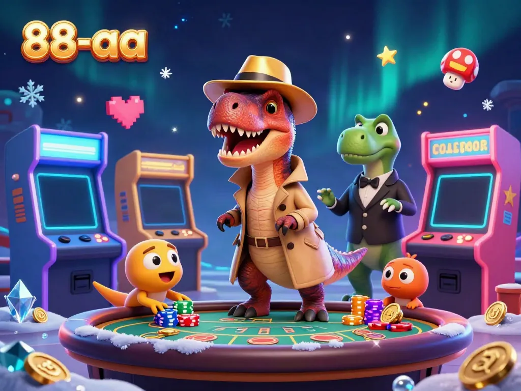 Experience thrilling action at the blackjack table with 88-aa as dinosaurs engage in card counting.