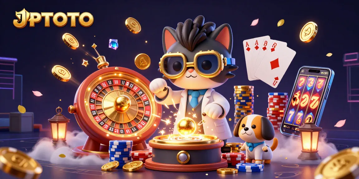 Spin the reels with JPTOTO's thrilling casino adventure, featuring golden coins and exciting gameplay.