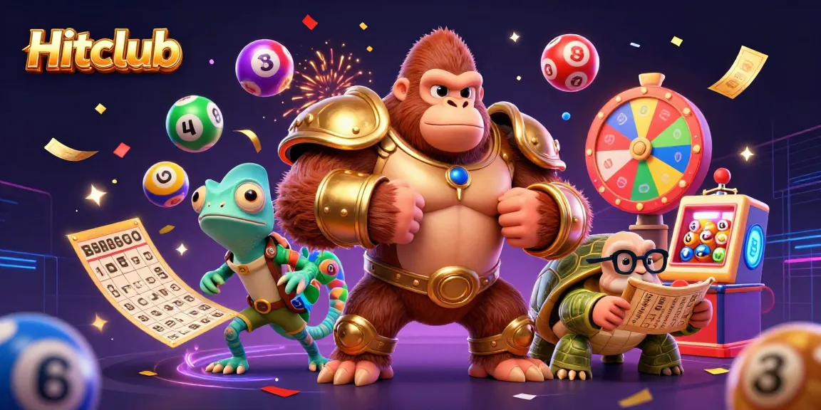 Experience the thrilling excitement of Hitclub with vibrant gaming elements and dynamic cartoon characters.