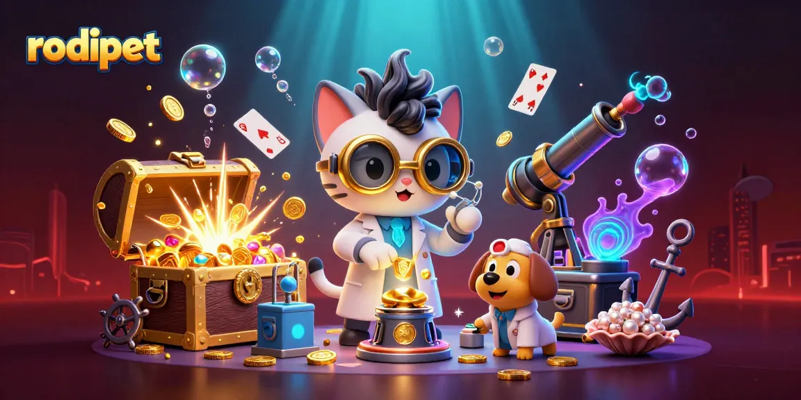 Experience the thrill of rodipet with a playful gambling scene featuring vibrant characters and action-packed elements.