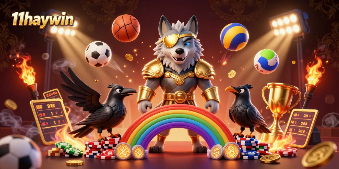 Experience exhilarating gameplay with 11haywin's dynamic 3D casino scene featuring Odin and sports elements.