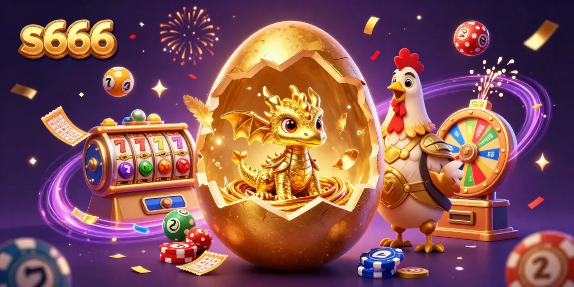 Experience thrilling gameplay at s666 with a vibrant scene featuring golden dragons and lively casino elements.