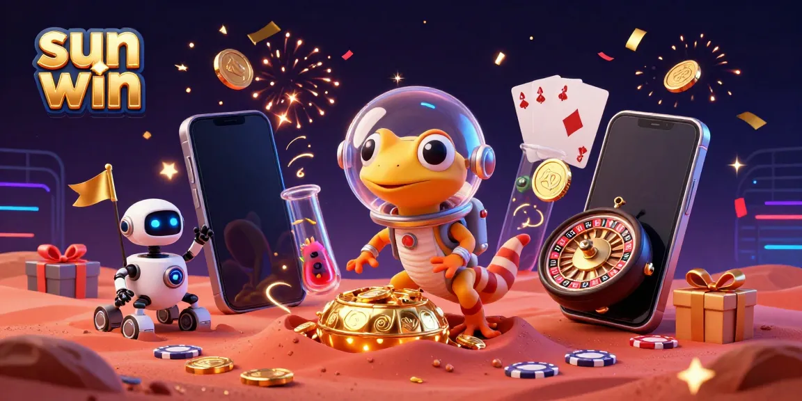 Experience the thrill of the sun win casino with a Martian gecko discovering gold amidst cosmic excitement.