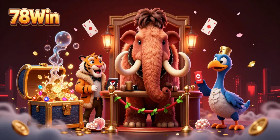Experience the thrill at 78Win with the vibrant casino atmosphere featuring unique characters and dazzling game elements.