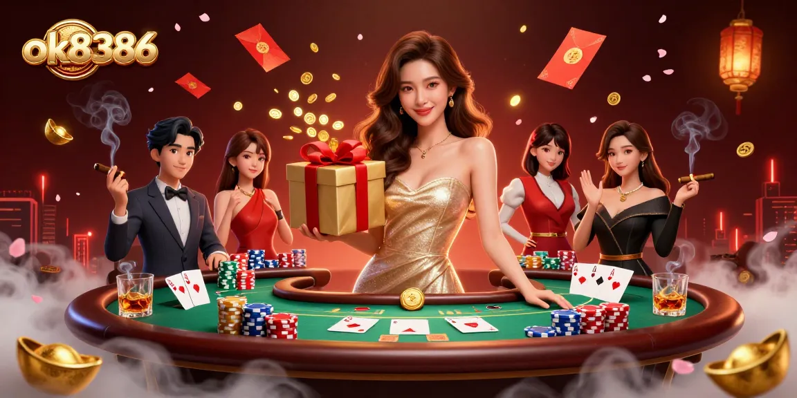 Win big with ok8386 at online casino tables featuring vibrant games and festive decorations
