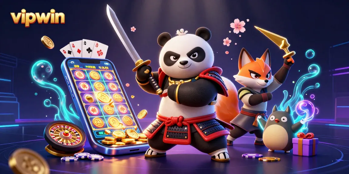 Experience thrilling gaming at vipwin with dynamic 3D characters and colorful slot game elements.