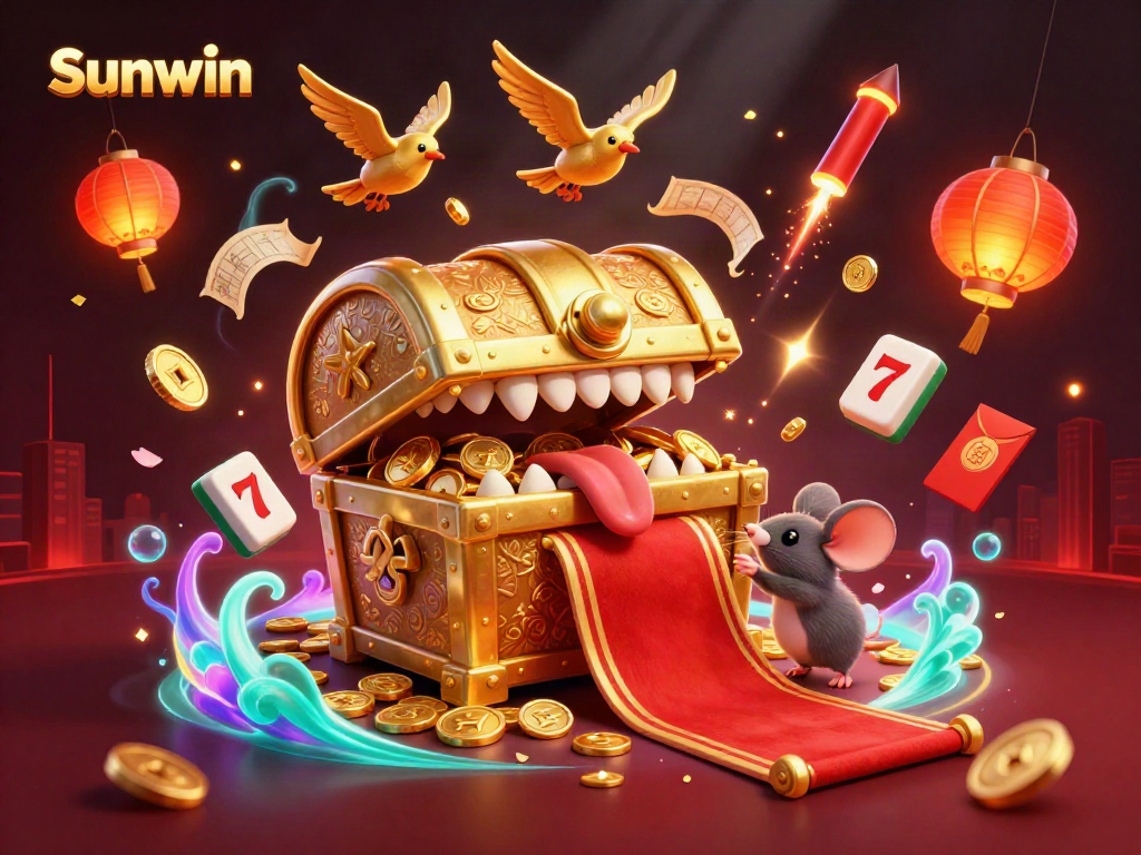 Experience the allure of Sunwin with a vibrant 3D illustration depicting epic casino adventures.