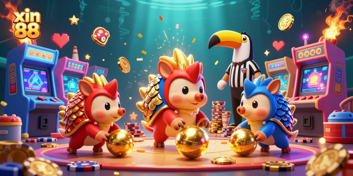 Experience thrilling gameplay with xin 88 as pangolins compete in a vibrant casino scene.
