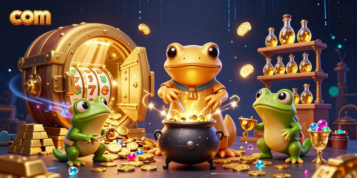 Spin to win with com: a vibrant 3D casino scene brimming with gold and gaming excitement.