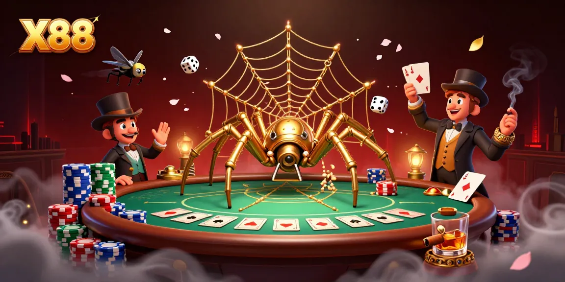 Experience the excitement of X88's dynamic casino scene with intricate 3D details and gaming elements.