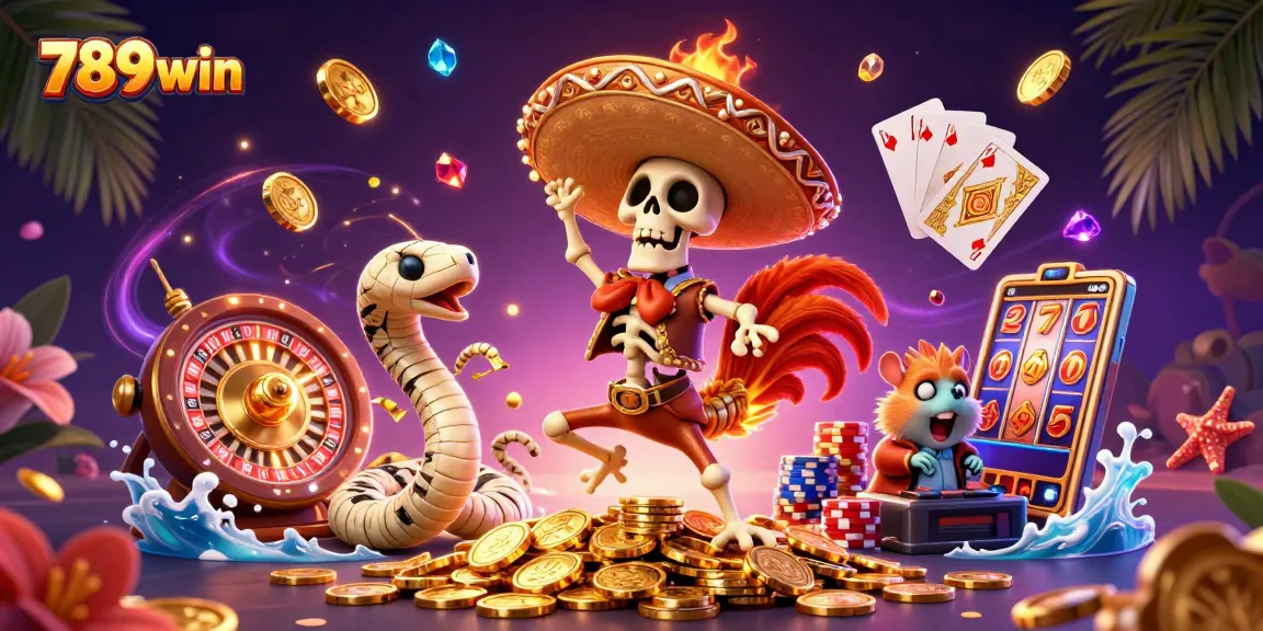 Experience thrilling gaming with 789win's colorful casino scene filled with action and excitement.