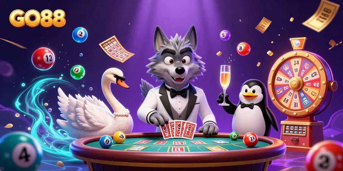 Experience thrilling games at GO88 with a lively baccarat scene lit by vibrant elements.