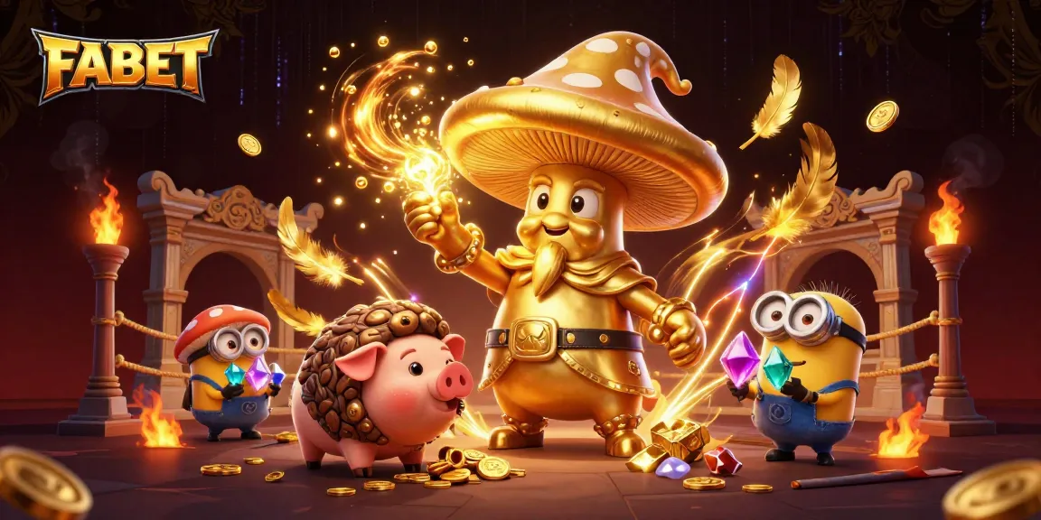 Experience exciting FABET magic with a golden wizard, treasure-hunting pig, and gemstone minions.