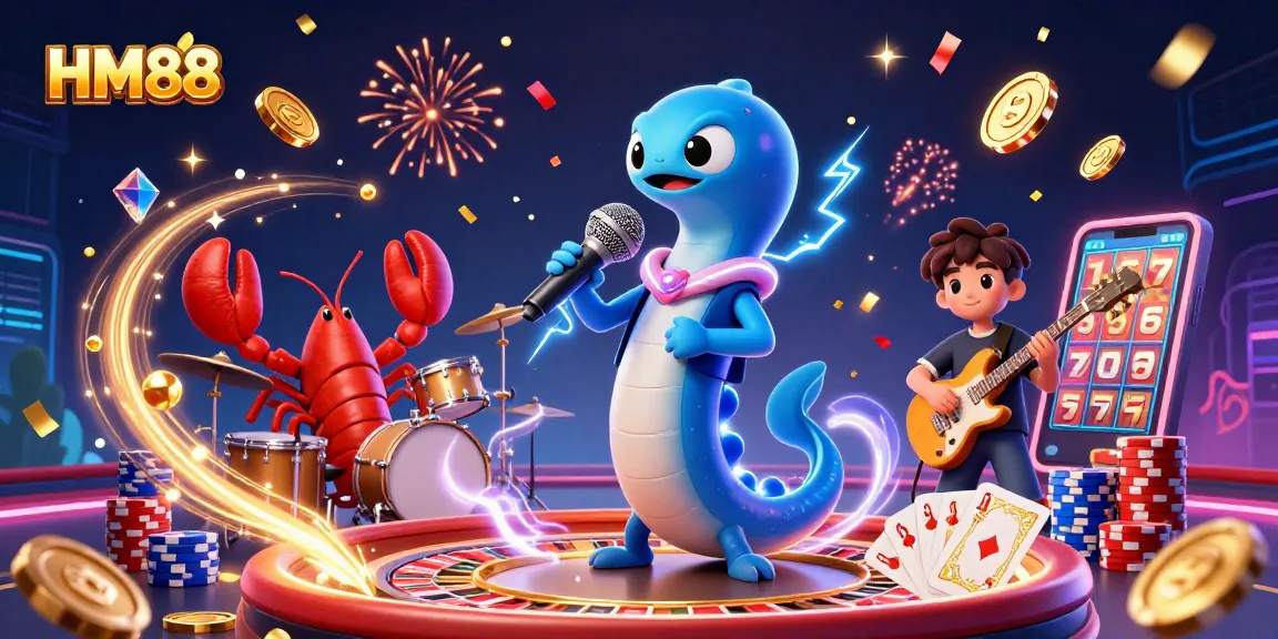 HM88 showcases a vibrant underwater casino scene with a DJ eel, celebrating gamblers with coins and prizes.