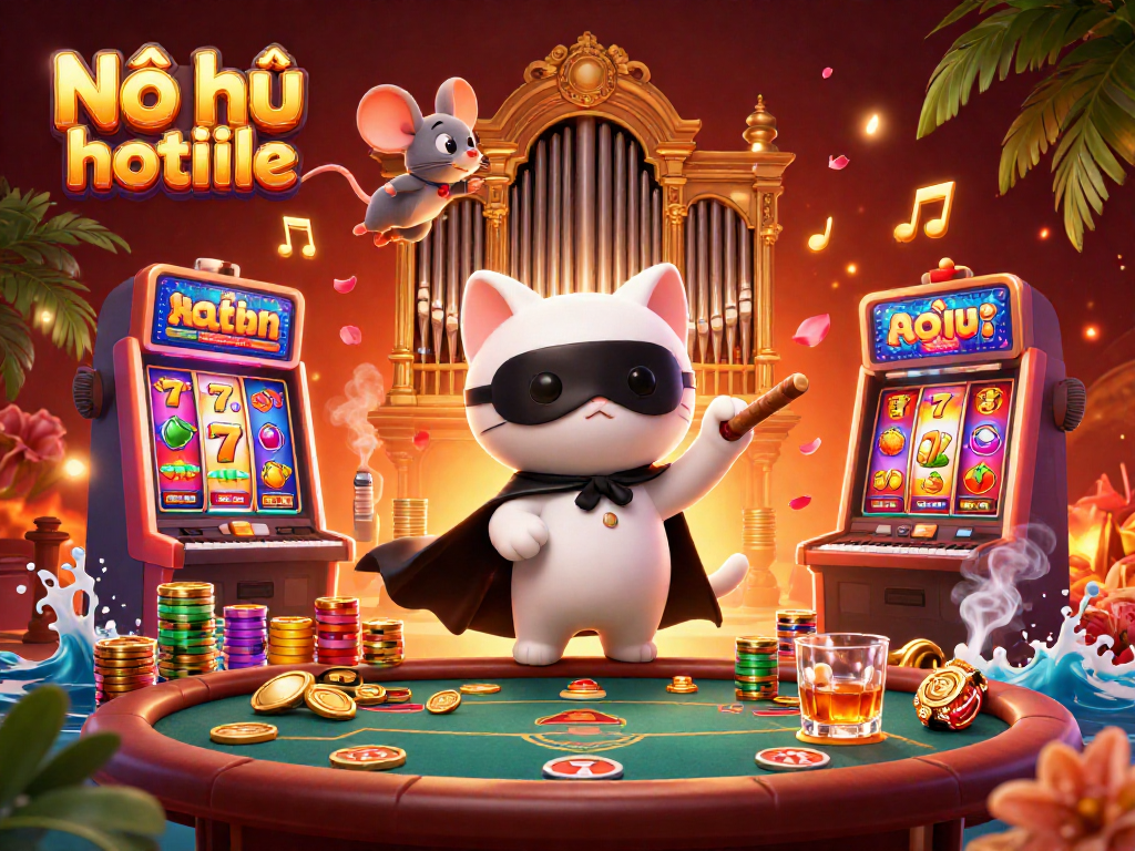 Nổ hũ hotline captivates players with lively slot machines and dynamic casino elements in a vibrant 3D scene.