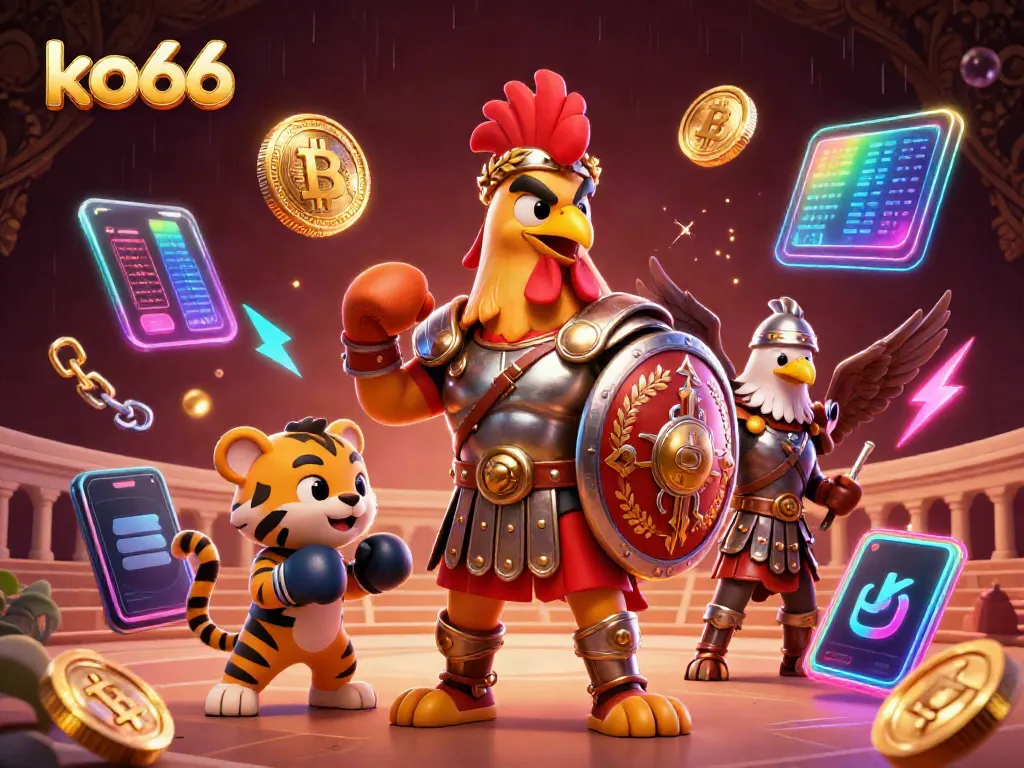 Experience thrilling battles and crypto action with characters from ko66 in a vibrant arena.