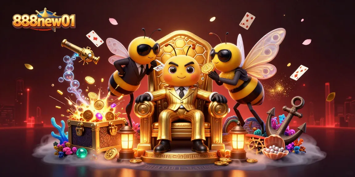 Experience the allure of 888new01 with a vibrant 3D casino scene packed with thrilling game elements.