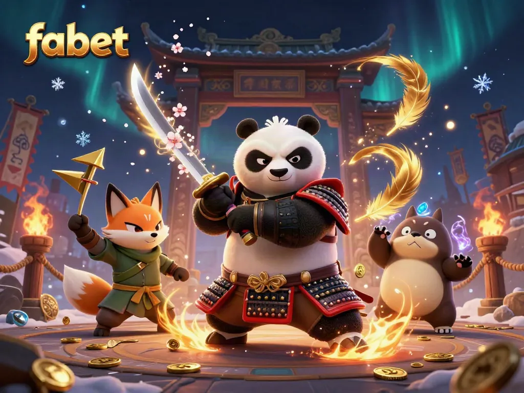 Engage in the exhilarating fun of fabet with 3D characters and dynamic casino elements in a vibrant scene.