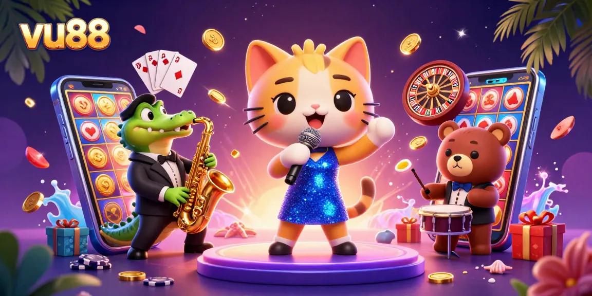 Experience exciting gameplay at vu88 with vibrant characters and dynamic casino elements.