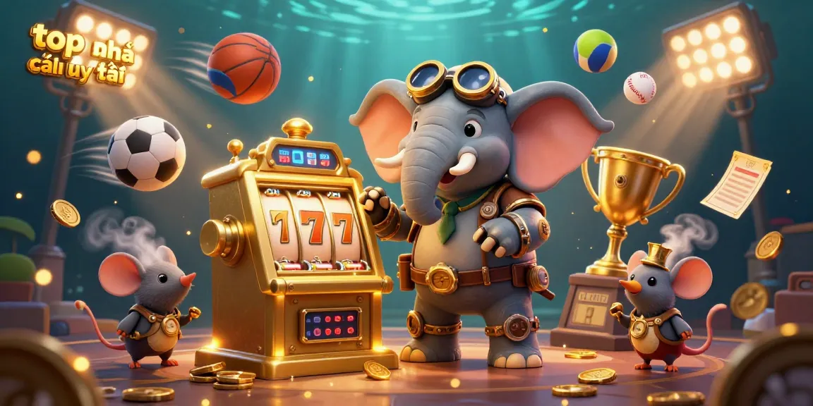 Experience the vibrant action of top nhà cái uy tín with a steampunk elephant setting in a dynamic gambling scene.