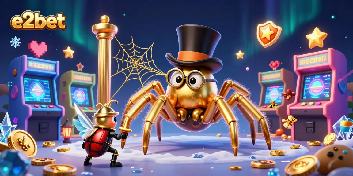 Engage in thrilling gaming at e2bet with vibrant characters and casino elements.