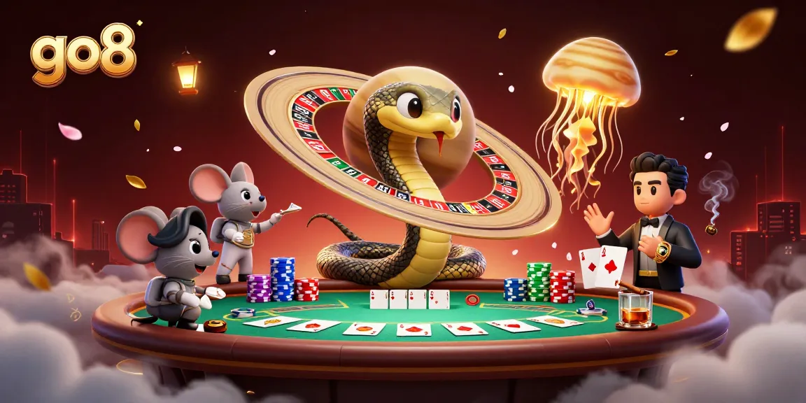 Experience thrilling action on go8's cosmic roulette with astronaut mice and a golden jellyfish dealer.