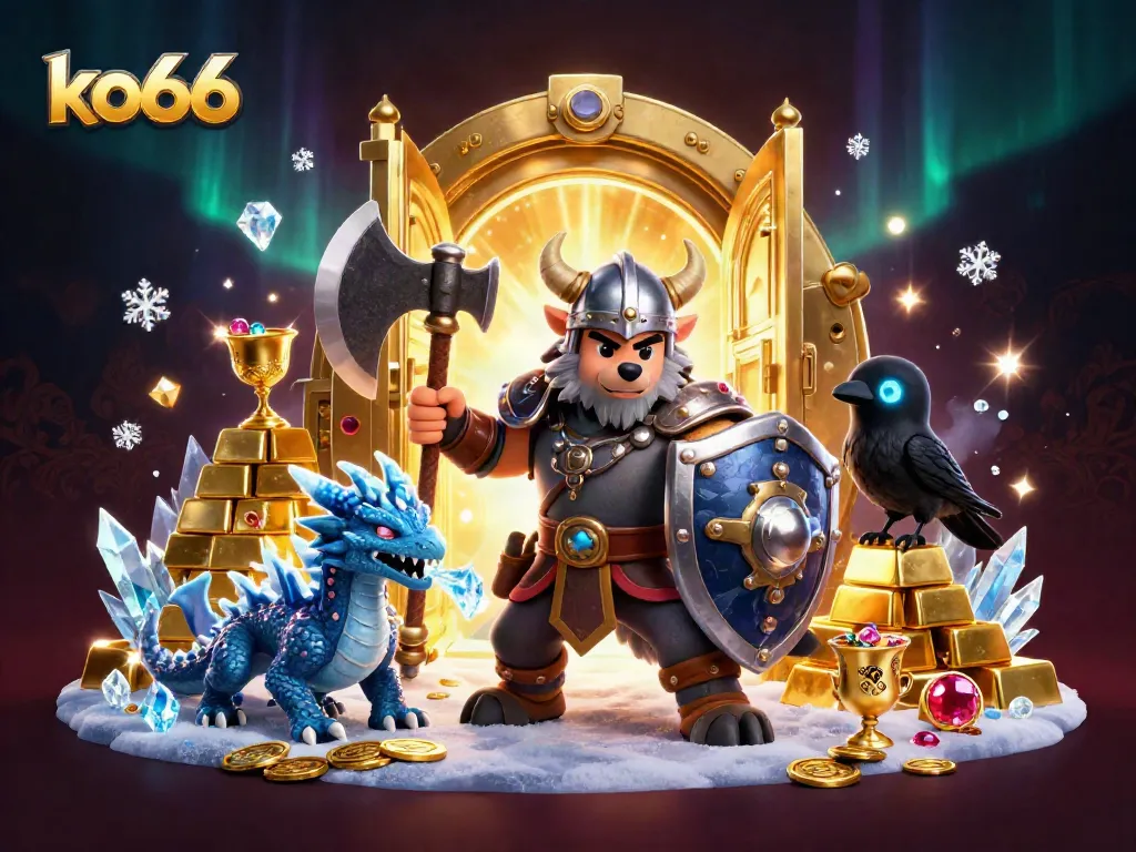 Experience thrilling gameplay with KO66, featuring vibrant characters and a rich treasure scene.