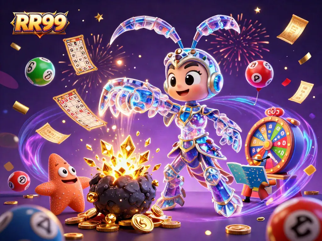 Experience exciting golden gems and coins as the RR 99 mantis shrimp battles through asteroids.