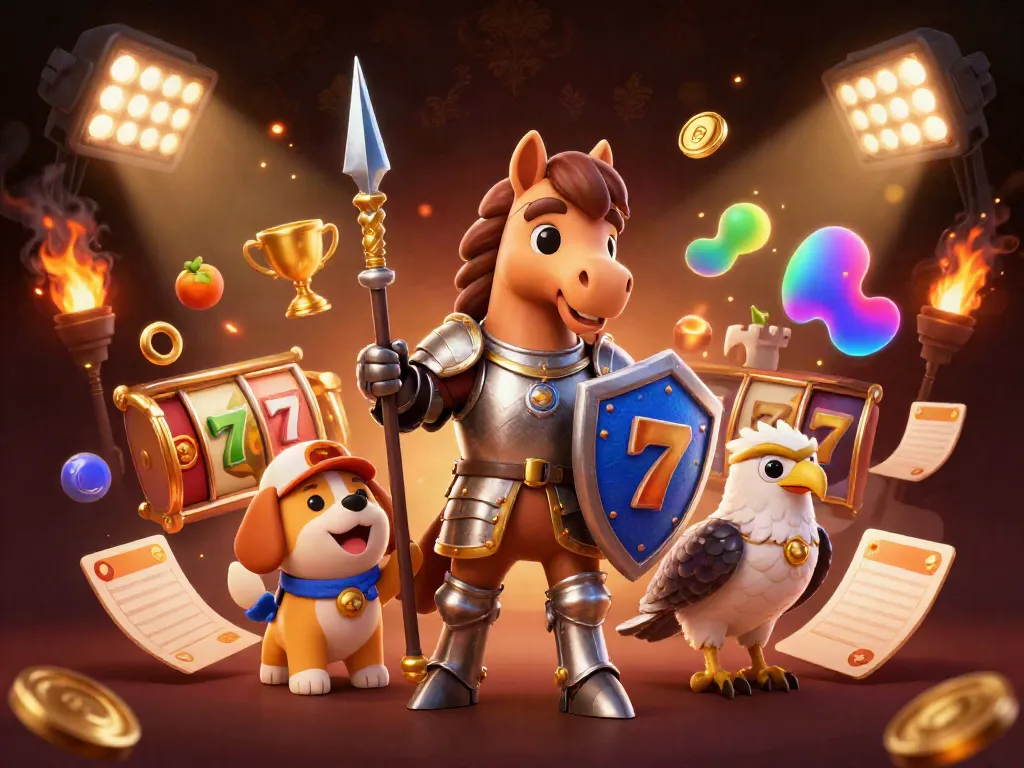 Engage with AE888's exciting casino adventures through a vibrant 3D illustration of knights and games.