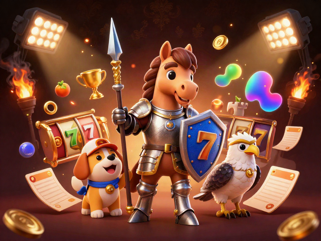 Engage with AE888's exciting casino adventures through a vibrant 3D illustration of knights and games.