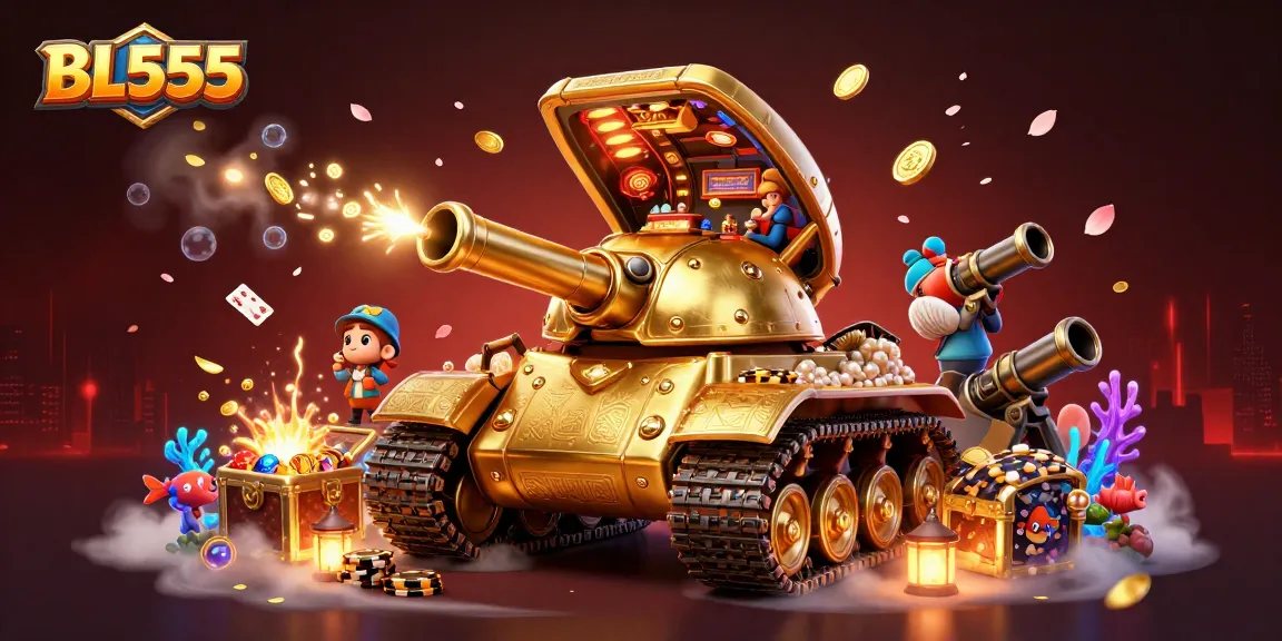Experience BL555's vibrant casino action with golden beetle tank and lively gaming atmosphere.