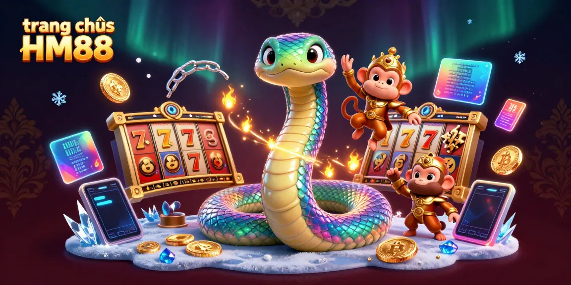 Experience the vibrant energy of trang chủ HM88 with a colorful casino-themed 3D illustration.