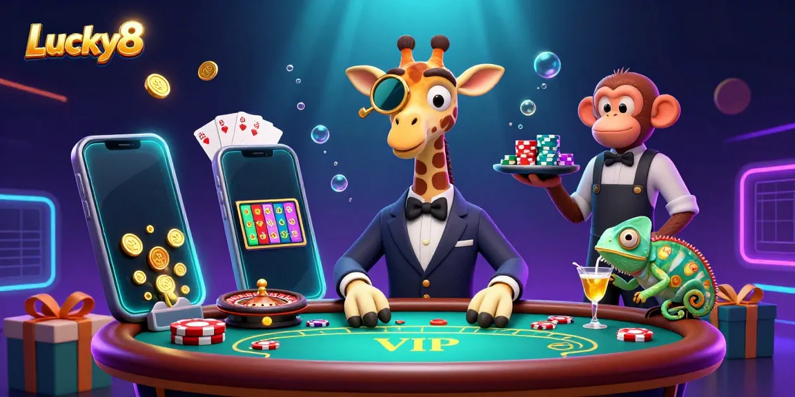 Win big in style at Lucky8 with high-roller giraffe and unique casino elements.