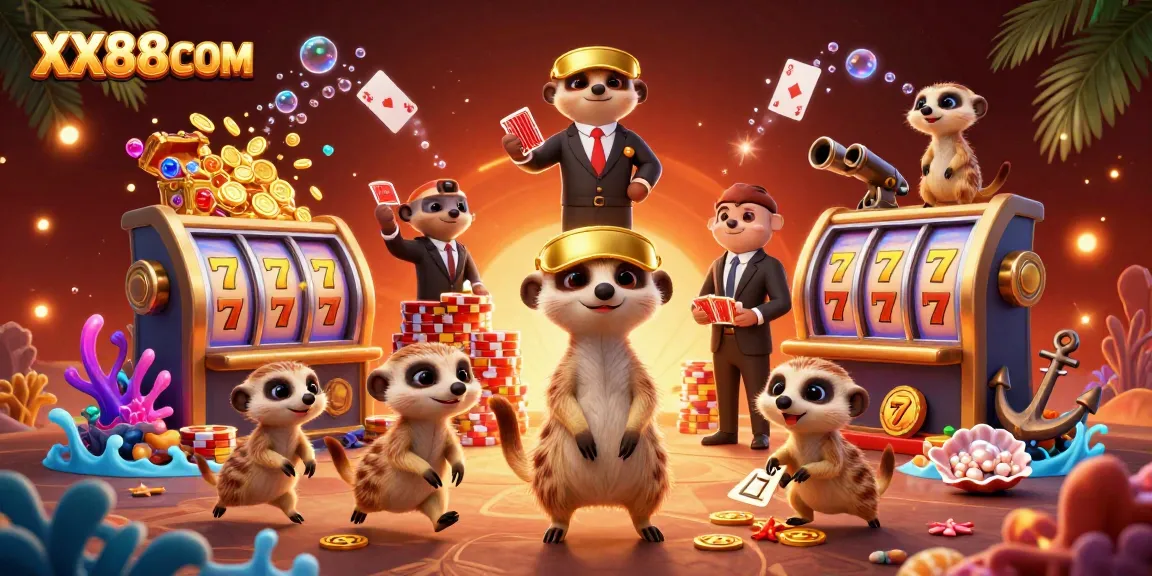 Experience the thrill of XX88COM with lively meerkats managing a vibrant casino operation.