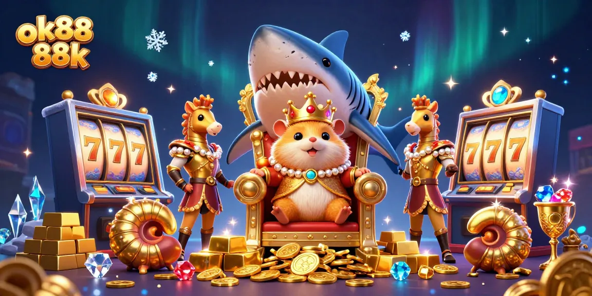 Spin the slots with ok88 88k while the golden hamster king rules the treasure!