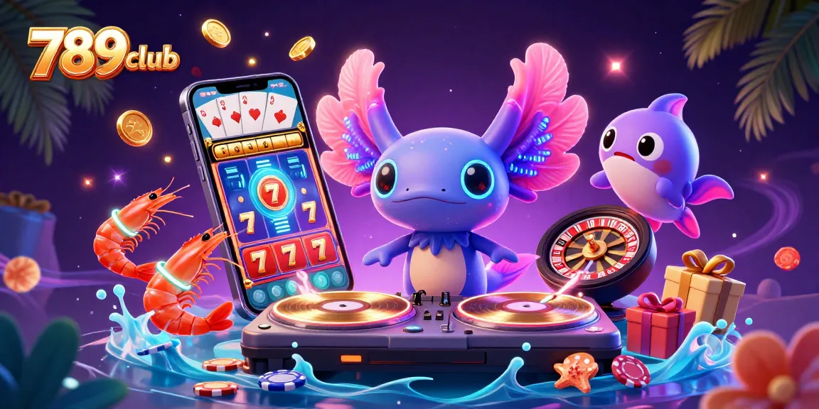Engage with vibrant 789club themed illustration capturing casino excitement with dynamic characters and game elements.