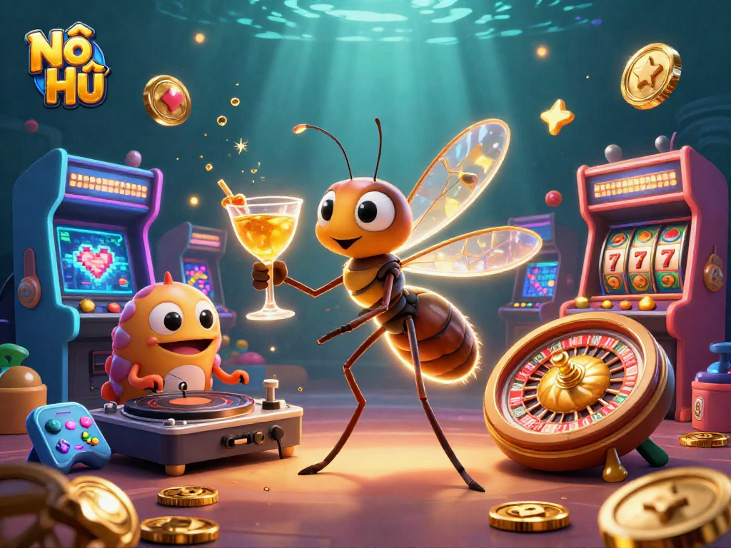 Nổ Hũ themed 3D illustration showcasing a unique casino atmosphere with engaging game elements.