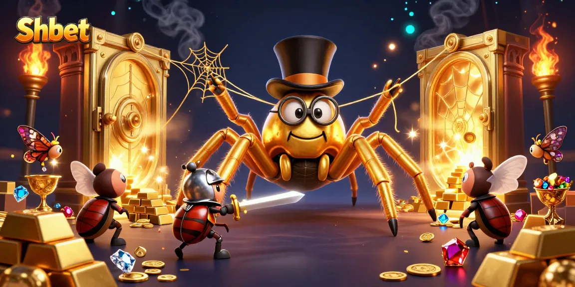 Engage in thrilling casino adventures with Shbet featuring a golden tarantula and brave beetle knight.